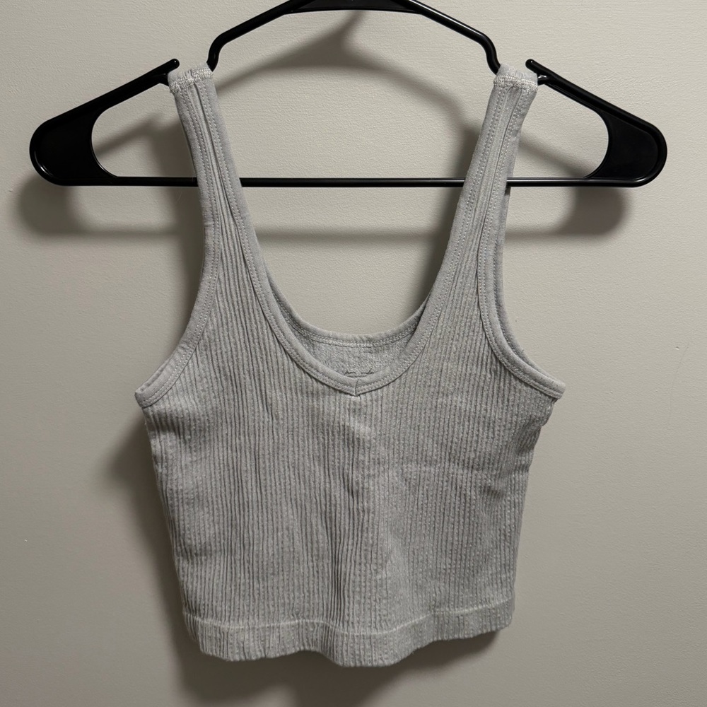 Urban Outfitters Light Gray Ribbed Out From Under Crop Tank